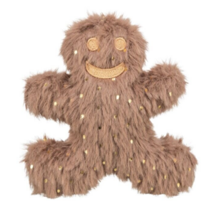 Vánoční postavička perníček s catnipem, 10.5 cm, plyš, hnědá/zlatá