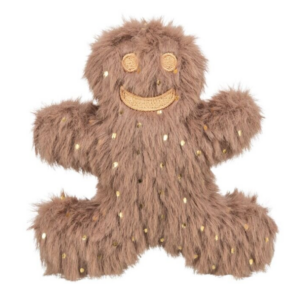 Vánoční postavička perníček s catnipem, 10.5 cm, plyš, hnědá/zlatá