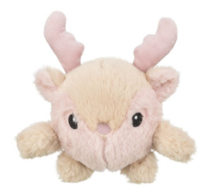 Vánoční sobík-kulička, 18 cm, se zvukem, plyš, krémová