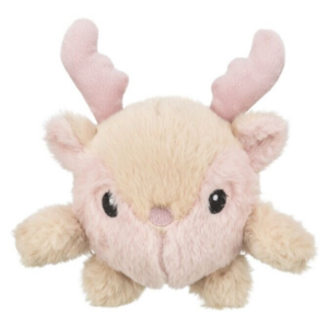 Vánoční sobík-kulička, 18 cm, se zvukem, plyš, krémová