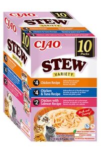 INABA FOODS Churu Cat BOX Stew Chick.&Chick.Tuna&Chick.Salm.10x40g