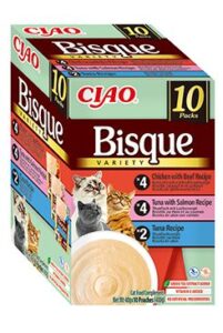 INABA FOODS Churu Cat BOX Bisque Chick.Beef&Tun.Salmon&Tuna 10x40g