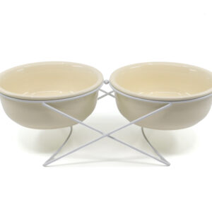 Vsepropejska Darla dvojitá keramická miska pro psa či kočku Barva: Bílá, Rozměr (cm): 12