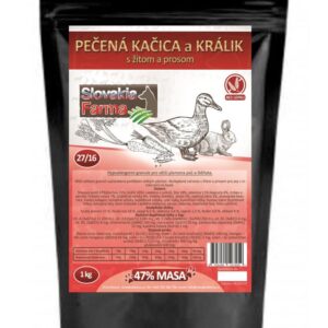 Hypoalergenní Granule Slovakia Farma – Pečená kačica a králik s žitom a prosom 27/16 – 1 kg