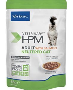 VIRBAC HPM VET HPM Cat Adult Neutered Salm.chunks in gravy 12x85g