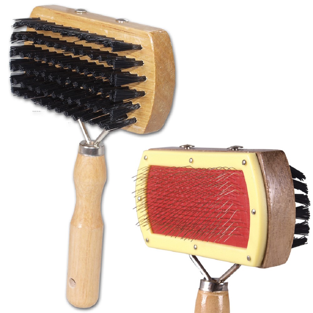 Kartáč pro psy TOMMI drátky s kulič.+ žíně oboustr., dřevo Kartáč pro psy TOMMI drátky s kulič.+ žíně oboustr., dřevo