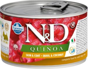 N&D QUINOA Dog konz. Quail & Coconut Mini 140 g