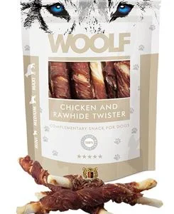WOOLF pochoutka chicken and rawhide twister 100g