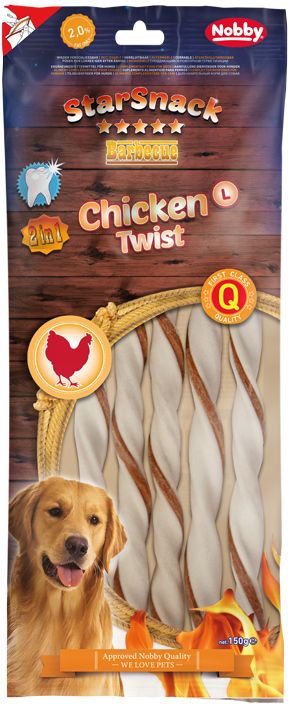 Nobby StarSnack BBQ Chicken Twist žvýkací tyčky L 25cm 150g Nobby StarSnack BBQ Chicken Twist žvýkací tyčky L 25cm 150g