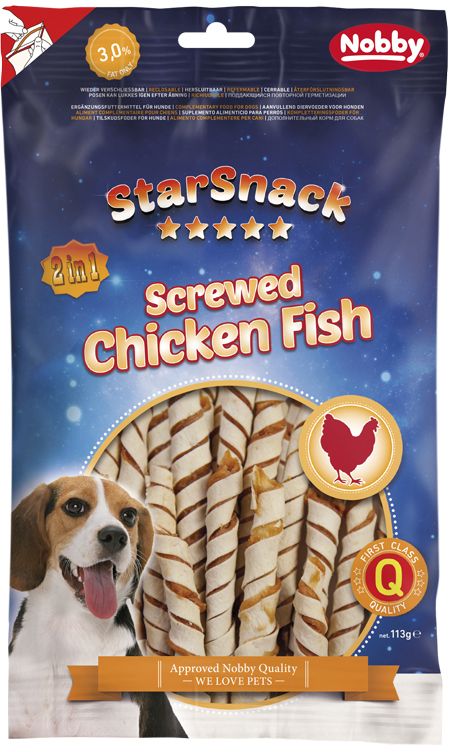 Nobby StarSnack Screwed Chicken Fish pamlsky 113g Nobby StarSnack Screwed Chicken Fish pamlsky 113g