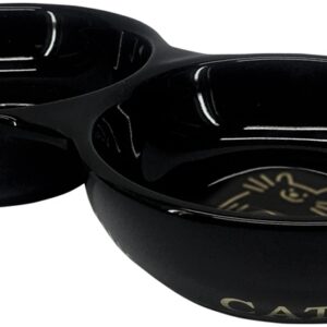 Nobby GOLDEN CAT keramická dvojitá miska pro kočky černá se zlatým vzorem 22x4cm/2×0,13l