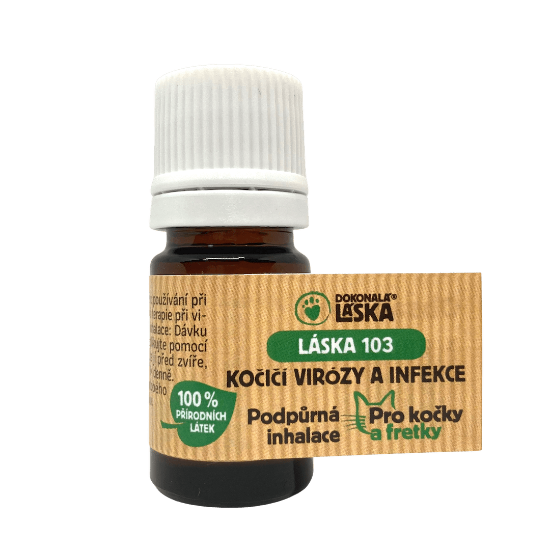 Dokonalá Láska LÁSKA 103 KOČIČÍ VIRÓZY A INFEKCE Podpůrná inhalace pro kočky a fretky 5 ml Dokonalá Láska LÁSKA 103 KOČIČÍ VIRÓZY A INFEKCE Podpůrná inhalace pro kočky a fretky 5 ml