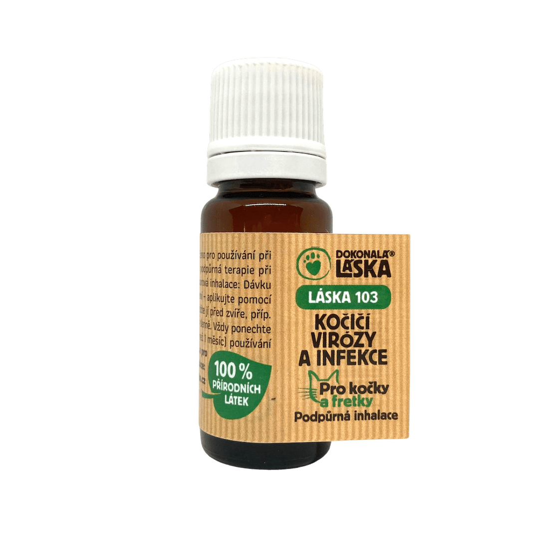 Dokonalá Láska LÁSKA 103 KOČIČÍ VIRÓZY A INFEKCE Podpůrná inhalace pro kočky a fretky 10 ml Dokonalá Láska LÁSKA 103 KOČIČÍ VIRÓZY A INFEKCE Podpůrná inhalace pro kočky a fretky 10 ml