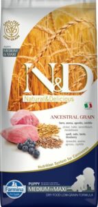 N&D ANCESTRAL GRAIN Dog LG Lamb, Spelt, Oats & Blueberry Puppy Medium & Maxi 12 kg