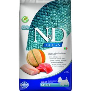 N&D OCEAN Dog GF Salmon, Cod & Cantaloupe Melon Adult Mini 2,5 kg