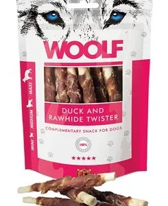 WOOLF pochoutka Duck&Rawhide twister 100g