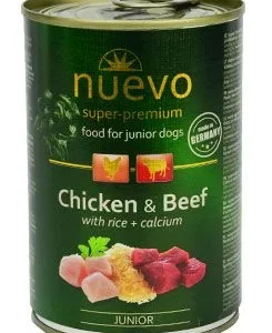 Nuevo pes junior kuřecí a hovězí konz. 400g
