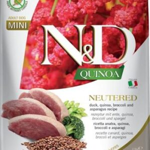 N&D QUINOA Dog GF Duck, Broccoli & Asparagus Neutered Adult Mini 2,5 kg