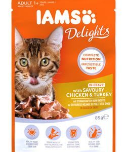Iams Cat Kuře a krůta v omáčce kapsa 85g