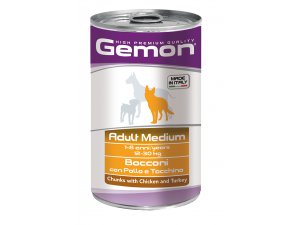 GEMON Dog HP Medium kousky kuřecí krocan 1250g/12bal