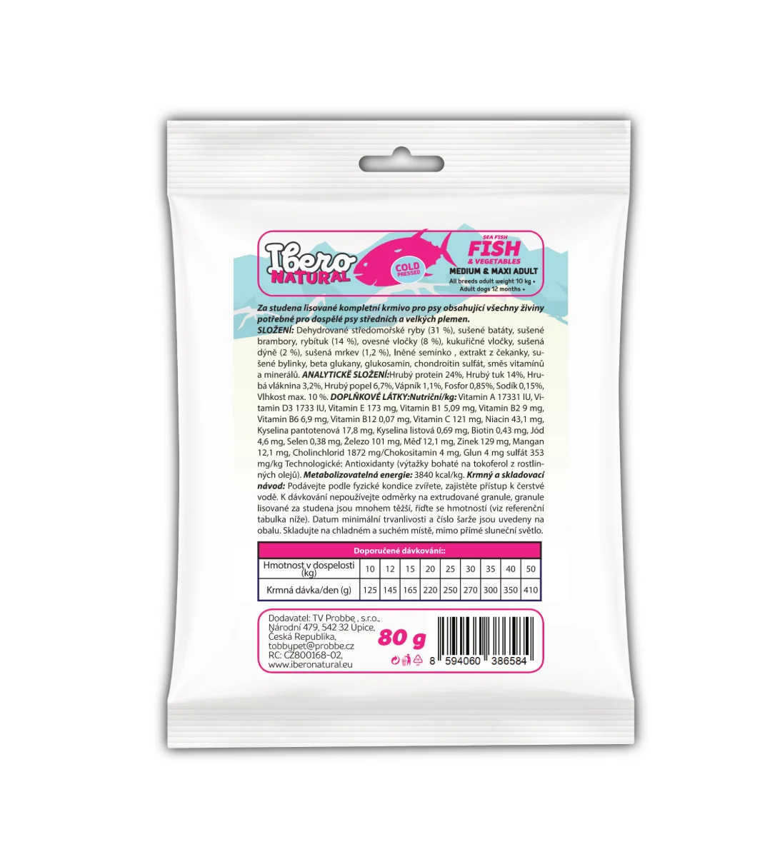 Vzorek - Ibero Cold Press Dog Adult Medium/Large Fish - 80g Vzorek - Ibero Cold Press Dog Adult Medium/Large Fish - 80g