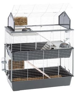 Klec BARN 100 dvoupatrová hlodavci 95x57x121cm šedá FP