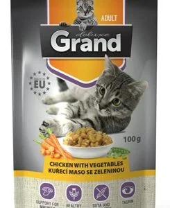 GRAND kaps. deluxe kočka 100% kuřecí se zel.100g