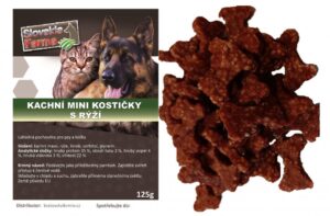 Kachní mini kostičky s rýží – pamlsky pro psy 125 g