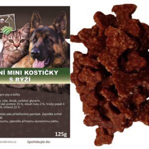 Kachní mini kostičky s rýží – pamlsky pro psy 125 g