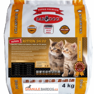 Granule Bardog Super premiové krmivo pro kočky Kitten 34/22 – 4 kg