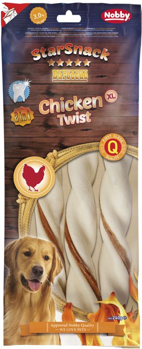 Nobby StarSnack BBQ Chicken Twist žvýkací tyčky XL 25cm 240g Nobby StarSnack BBQ Chicken Twist žvýkací tyčky XL 25cm 240g