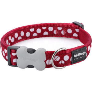 Obojek RD 12 mm x 20-32 cm - White Spots on Red