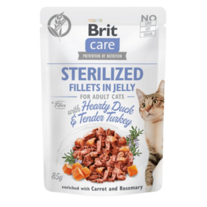 Brit Care Cat Sterilized. Fillets in Jelly w Hearty Duck&Tender Turkey 85 g