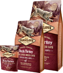 Carnilove Duck & Turkey for Large Breed Cats – Muscles, Bones, Joints 2 kg