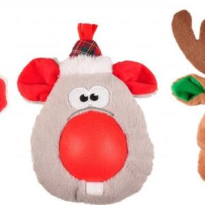 Flamingo Vánoční hračka plyšová hlava gumový nos pro psy 21cm