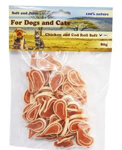 Pochoutka Kuřecí s treskou roláda měkká 80g