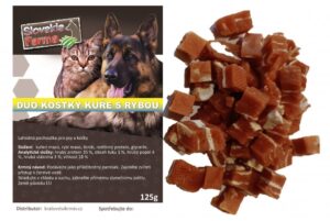 Slovakia Farma Duo kostky kuře s rybou 125 g – masový pamlsek pro psy a kočky