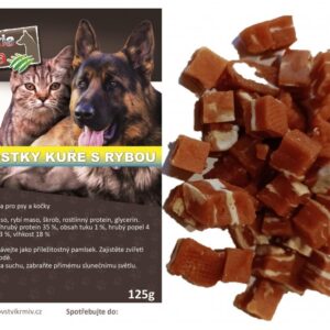 Slovakia Farma Duo kostky kuře s rybou 125 g – masový pamlsek pro psy a kočky