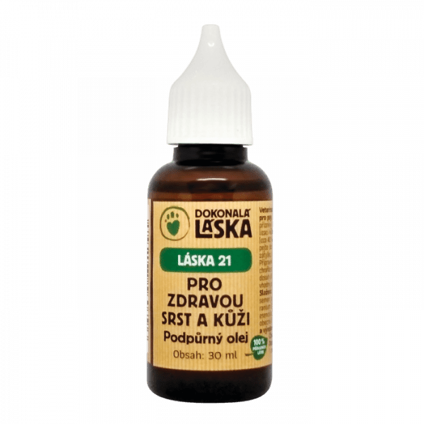 Dokonalá Láska LÁSKA 21 - Pro zdravou kůži a srst - podpůrný olej 30 ml Dokonalá Láska LÁSKA 21 - Pro zdravou kůži a srst - podpůrný olej 30 ml