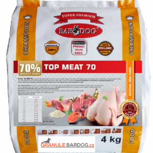 Bardog Top Meat 70 – lisované granule pro psy, 4 kg, 70 % masa