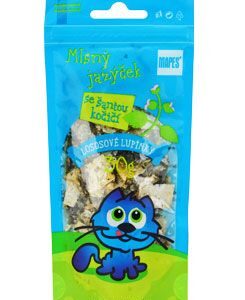 Pochoutka lososové lupínky se šantou kočičí MAPES 30g