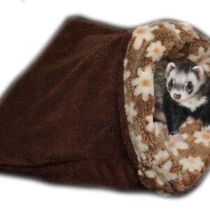 Marysa pelíšek 3v1 pro fretky, tmavě hnědý/hnědé kytičky