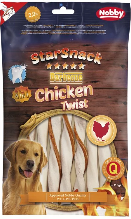 Nobby StarSnack BBQ Chicken Twist žvýkací tyčky M 12cm 113g Nobby StarSnack BBQ Chicken Twist žvýkací tyčky M 12cm 113g