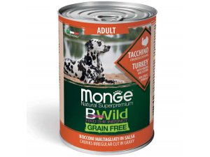 MONGE BWILD GRAIN FREE Adult, Krůtí kousky v omáčce s dýní a cuketou 400g