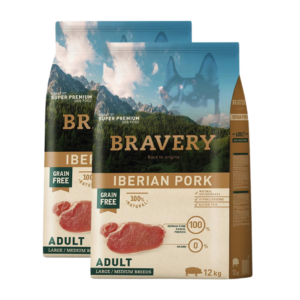Bravery Dog Large/Medium Adult Iberian Pork – 2 x 12kg