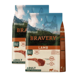Bravery Dog Large/Medium Adult Lamb – 2 x 12kg