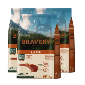 Bravery Dog Large/Medium Adult Lamb – 3x4kg