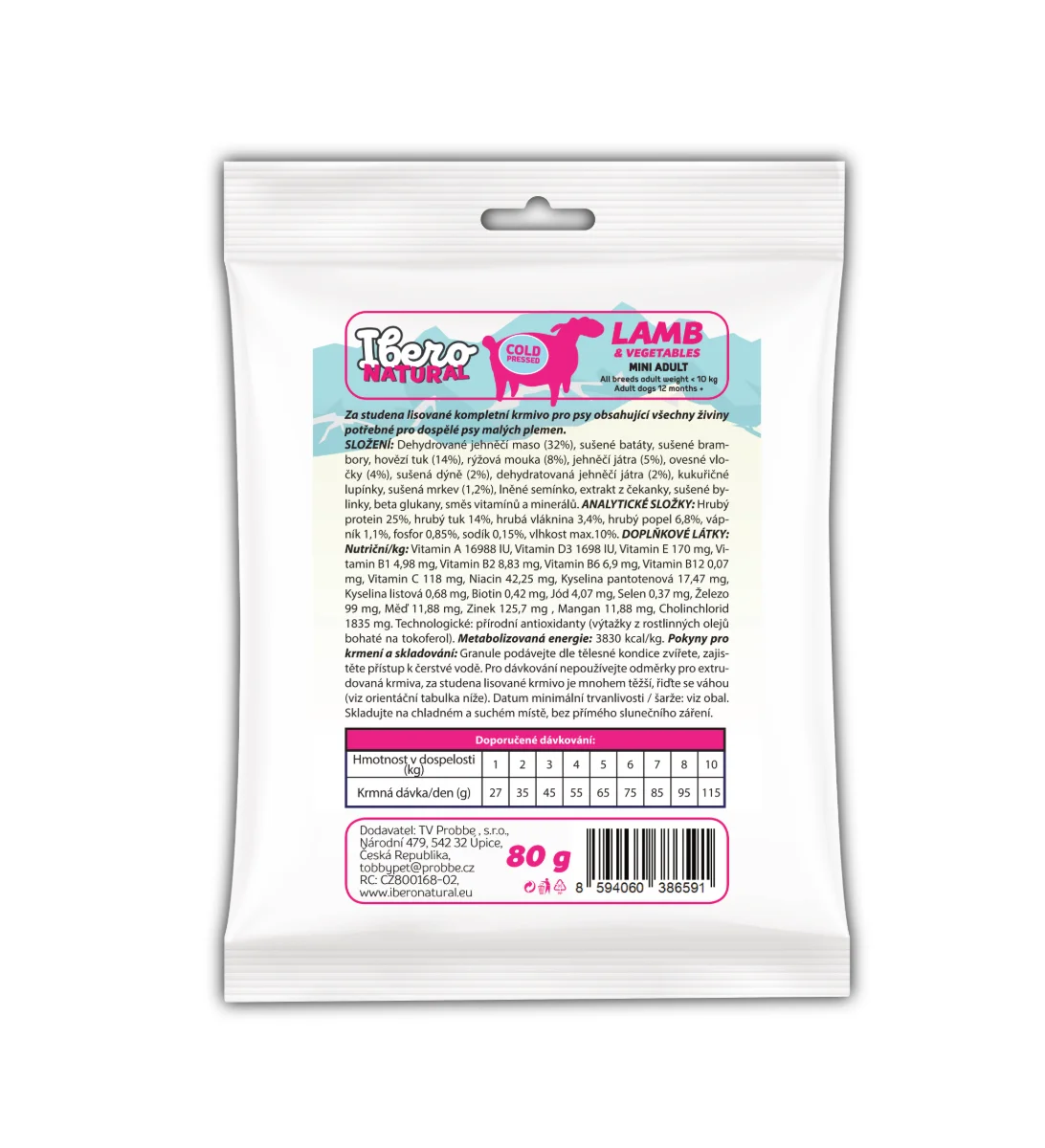 Vzorek - Ibero Cold Pressed Dog Adult Mini Lamb - 80g Vzorek - Ibero Cold Pressed Dog Adult Mini Lamb - 80g