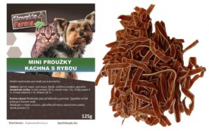 MINI proužky kachna s rybou 125 g – masový pamlsek Slovakia Farma