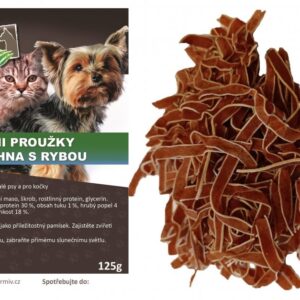 MINI proužky kachna s rybou 125 g – masový pamlsek Slovakia Farma